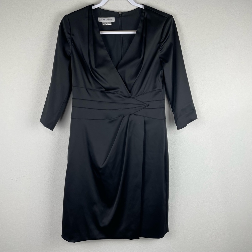Kay Unger Black Wrap Dress